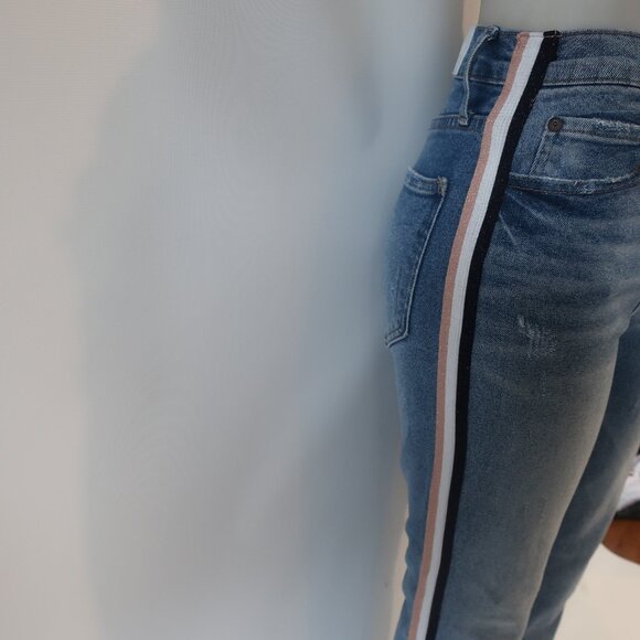Womens Pistola Blue Nico High-Rise Sporty Side Leg Stripe Denim Jean 26 - Picture 7 of 13